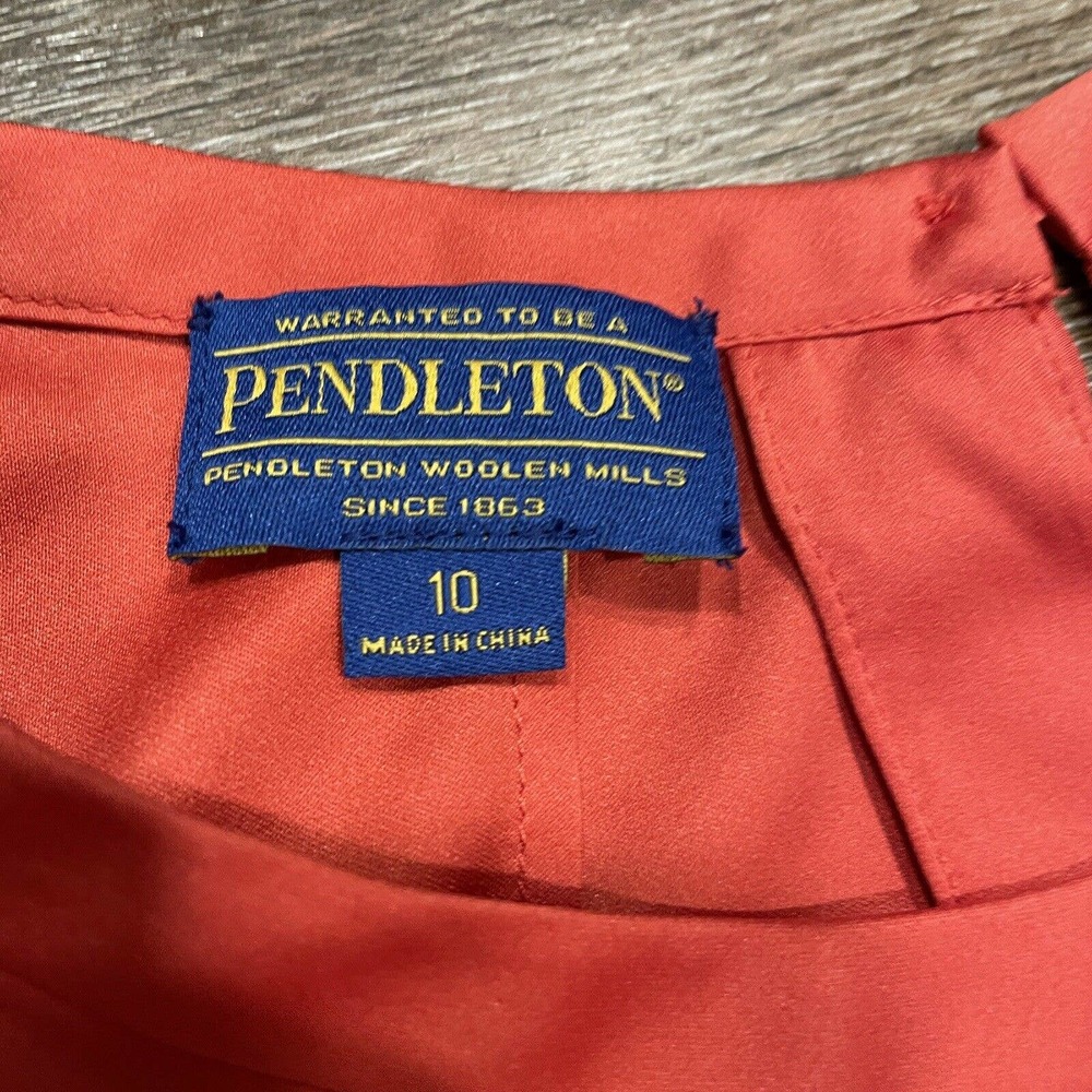 Pendleton Collarless Red Pullover Button Cuff Blo… - image 3